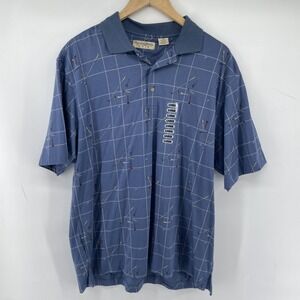 Munsingwear Golf Polo Shirt Men *L /XL Golf Tee Clubs Print Blue NEW
